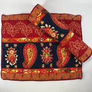 The Company Store 2 Pillow Shams Quilted Flowers Floral Paisley Boho Patchwork